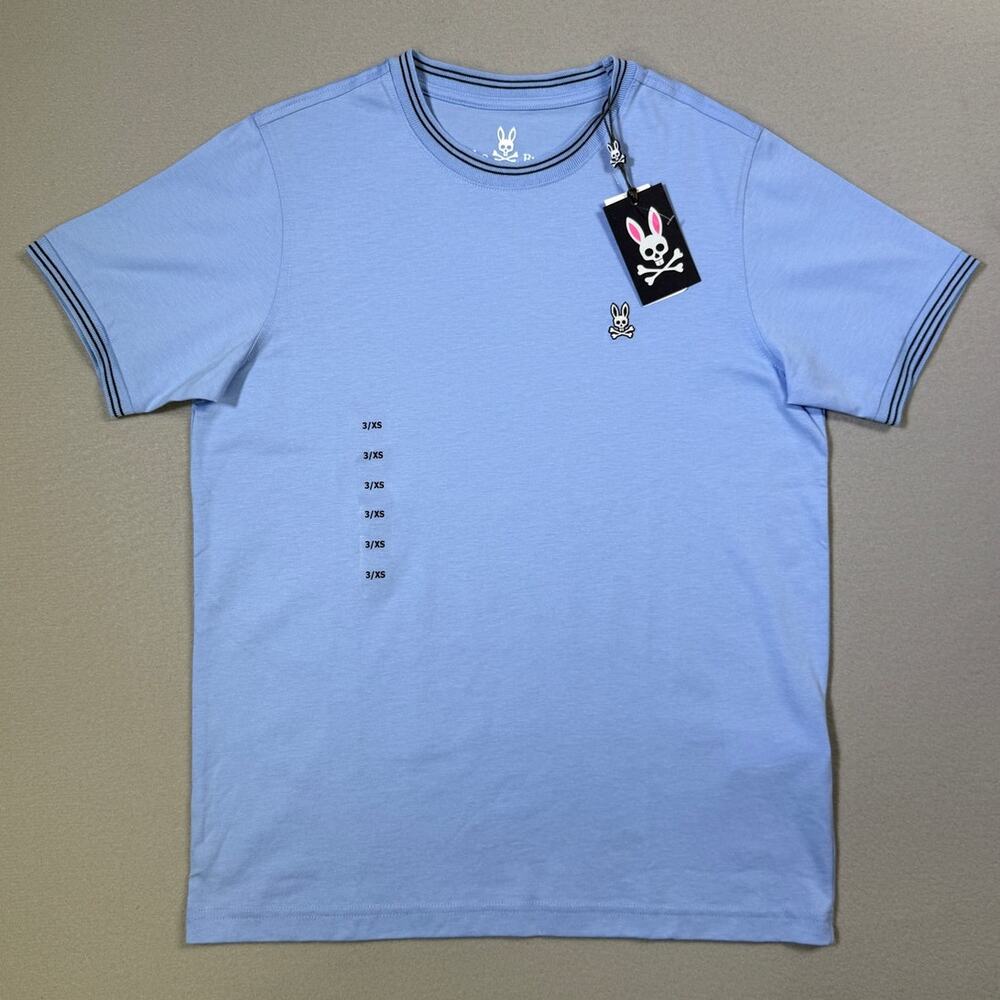 Psycho Bunny Pima Cotton Tipped Logo Tee, Black 3/XS $65